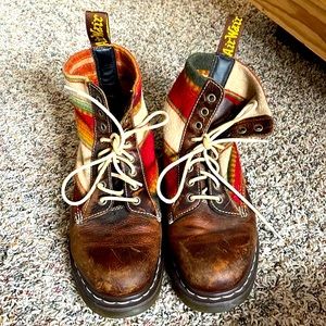 Dr Marten x Pendleton Leather and Wool Lace Up Boot